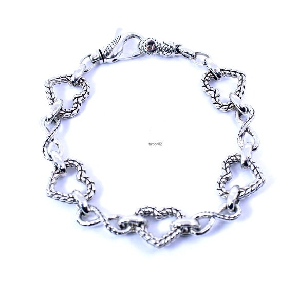 John Hardy JAI Infinite Love Heart Link Sterling Silver Bracelet, 19g XS - Picture 2 of 13